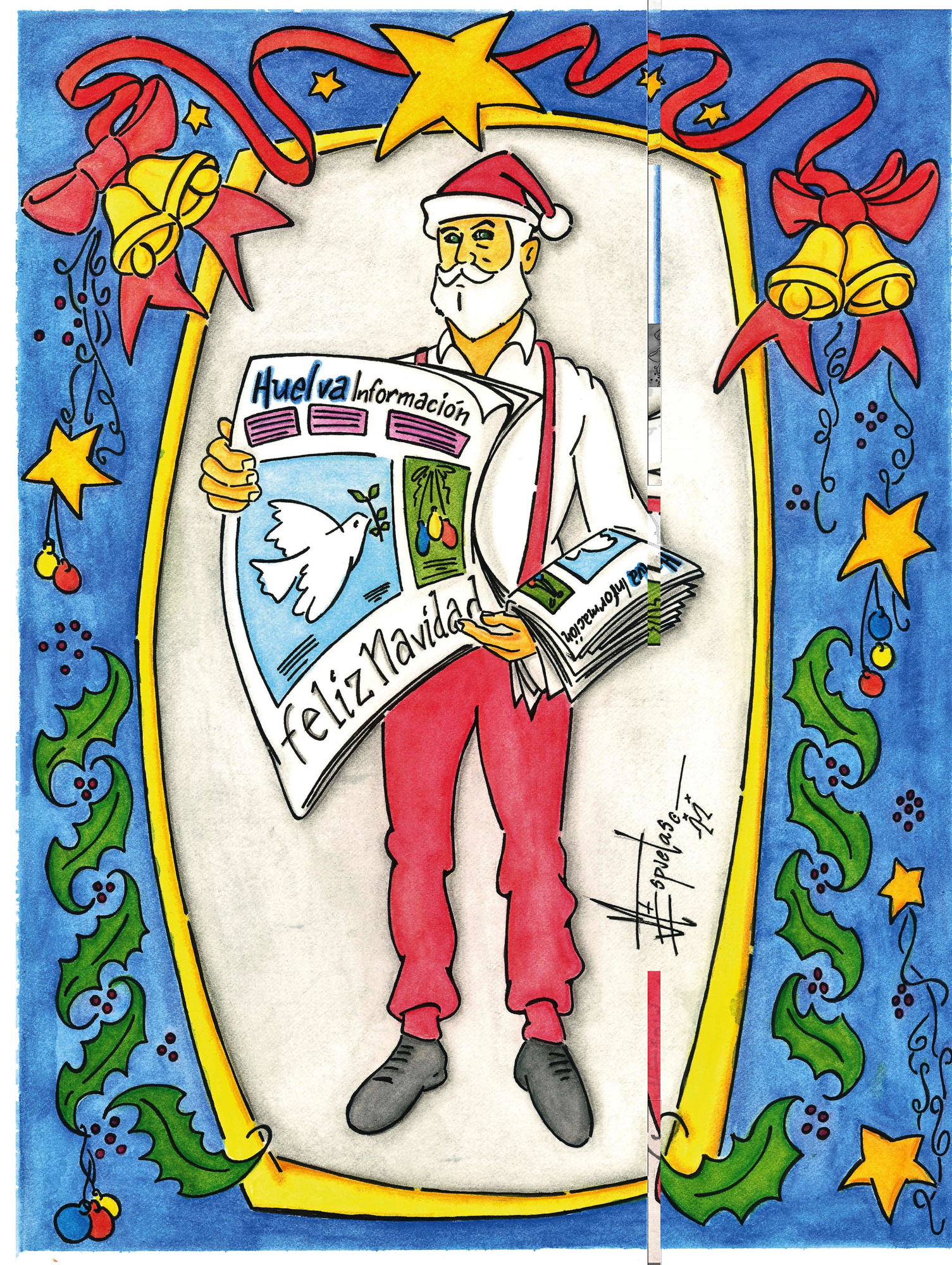 Ilustración para felicitación de Navidad del diario Huelva Información grupo Joly