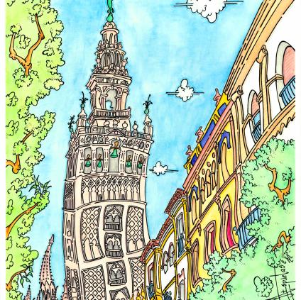 Giralda de Sevilla desde Calle Mateos Gago