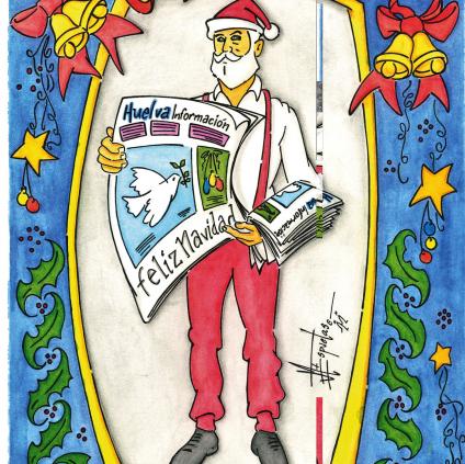 Ilustración para felicitación de Navidad del diario Huelva Información grupo Joly