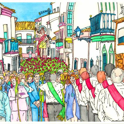 procesión de San Sebastian en la localidad de San Bartolome de La Torre