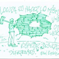 Locura es hacer lo mismo  una y otro vez verde