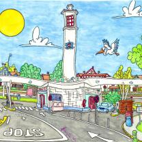 Gasolinera CAMPSA , barrio Obrero